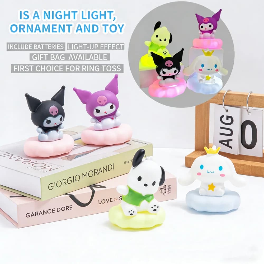 Nuova Lampada da Tavolo Sanrio a Forma di Nuvola in Smalto, Decorazione Luminosa con Personaggi Kuromi, Cinnamoroll, Pochacco