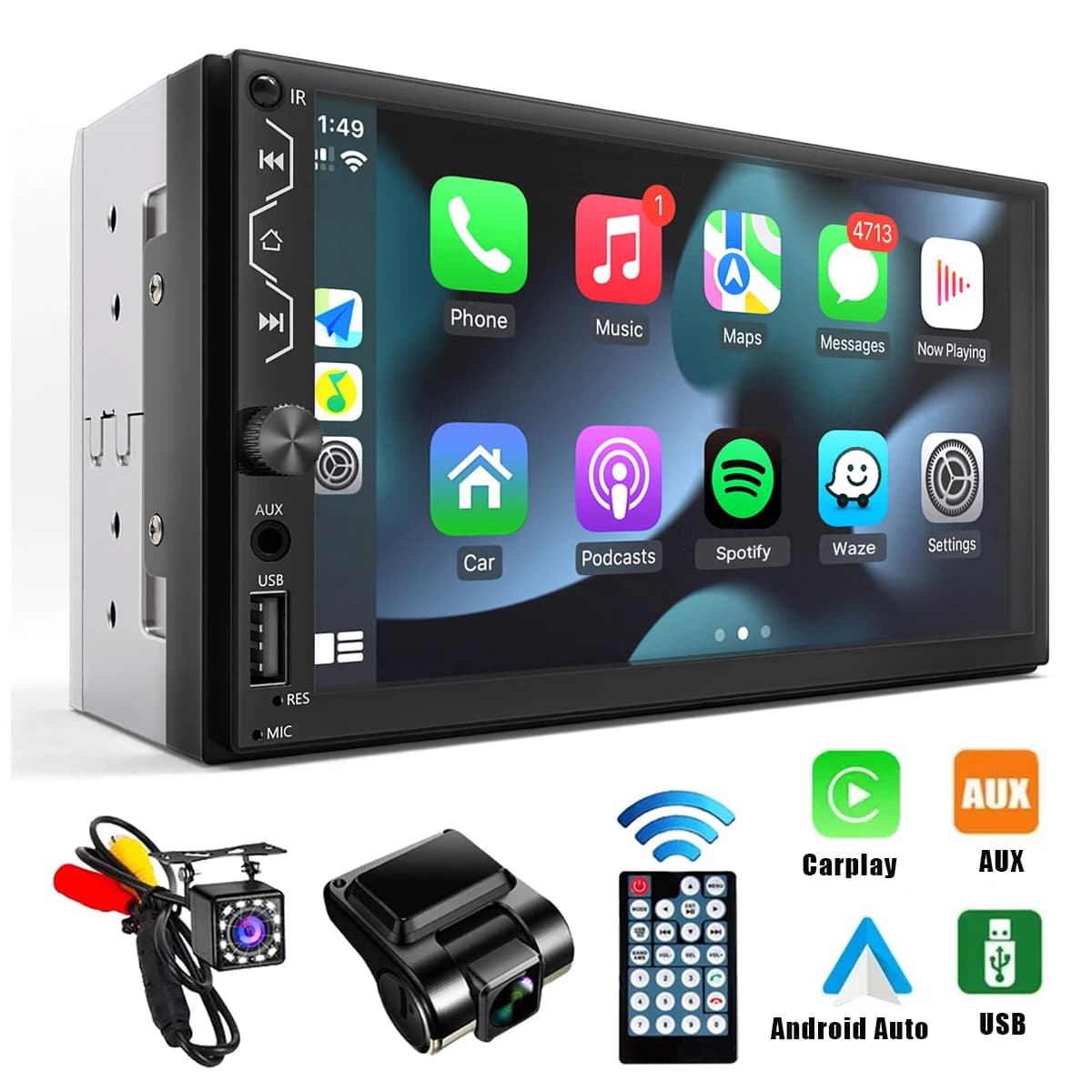 7 inches 2 Din Autoradio HD Touch Screen Multimedia player Autoradio universal with Dash Cam and rear camera, AUX FM input mirror connection