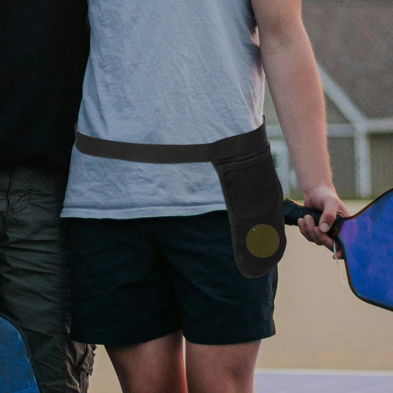 Borsa a rete per palline da tennis con supporto da cintura per un facile trasporto, custodia multiuso per palline da golf, tennis da tavolo, baseball