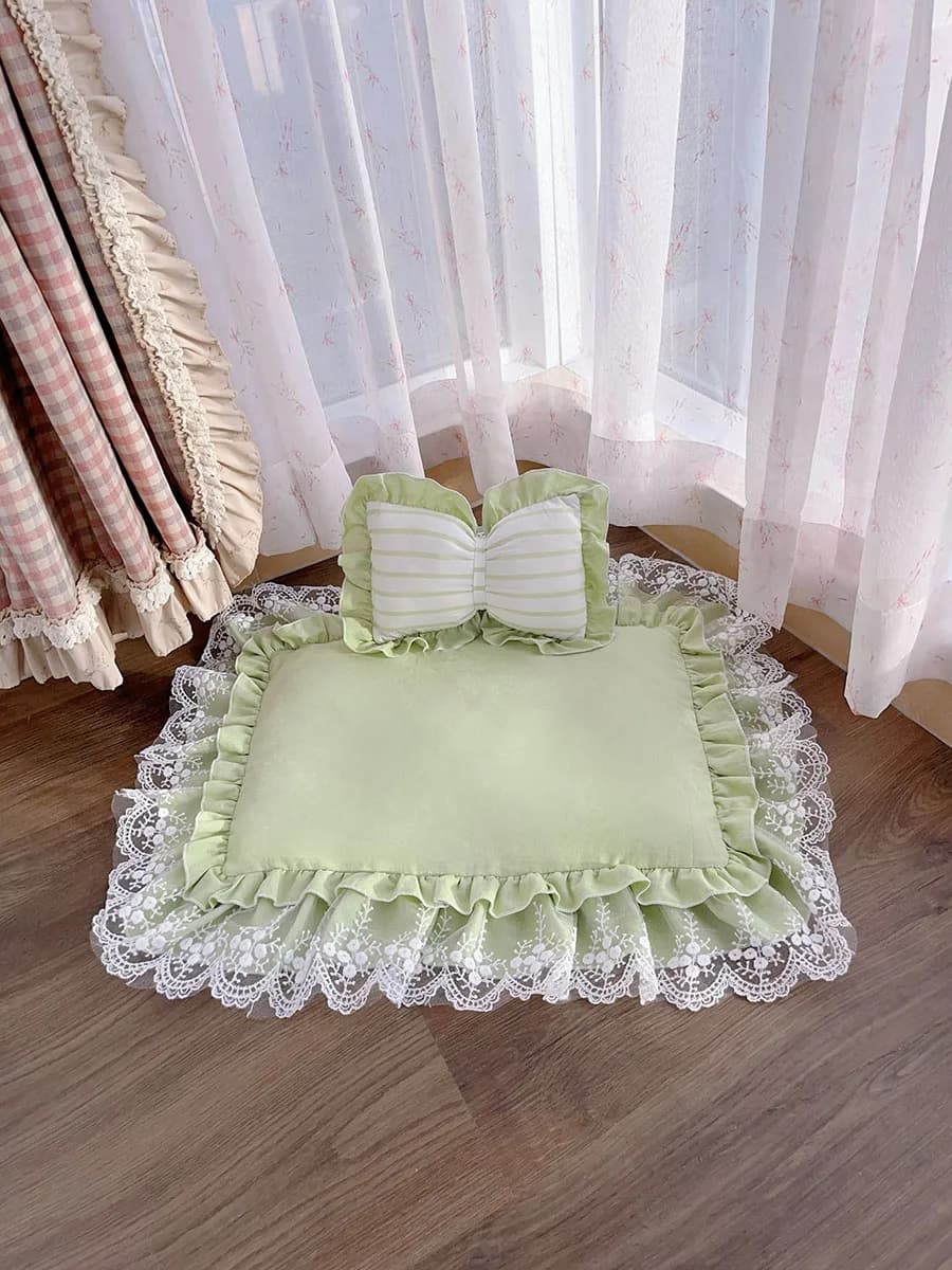 Cuccia per Cani Stile Principessa, Materassino Ultra Sottile in Pizzo Lavabile, Tappetino Carino per Animali Domestici, Materiale Traspirante in Cotone, Utilizzabile in Tutte le Stagioni