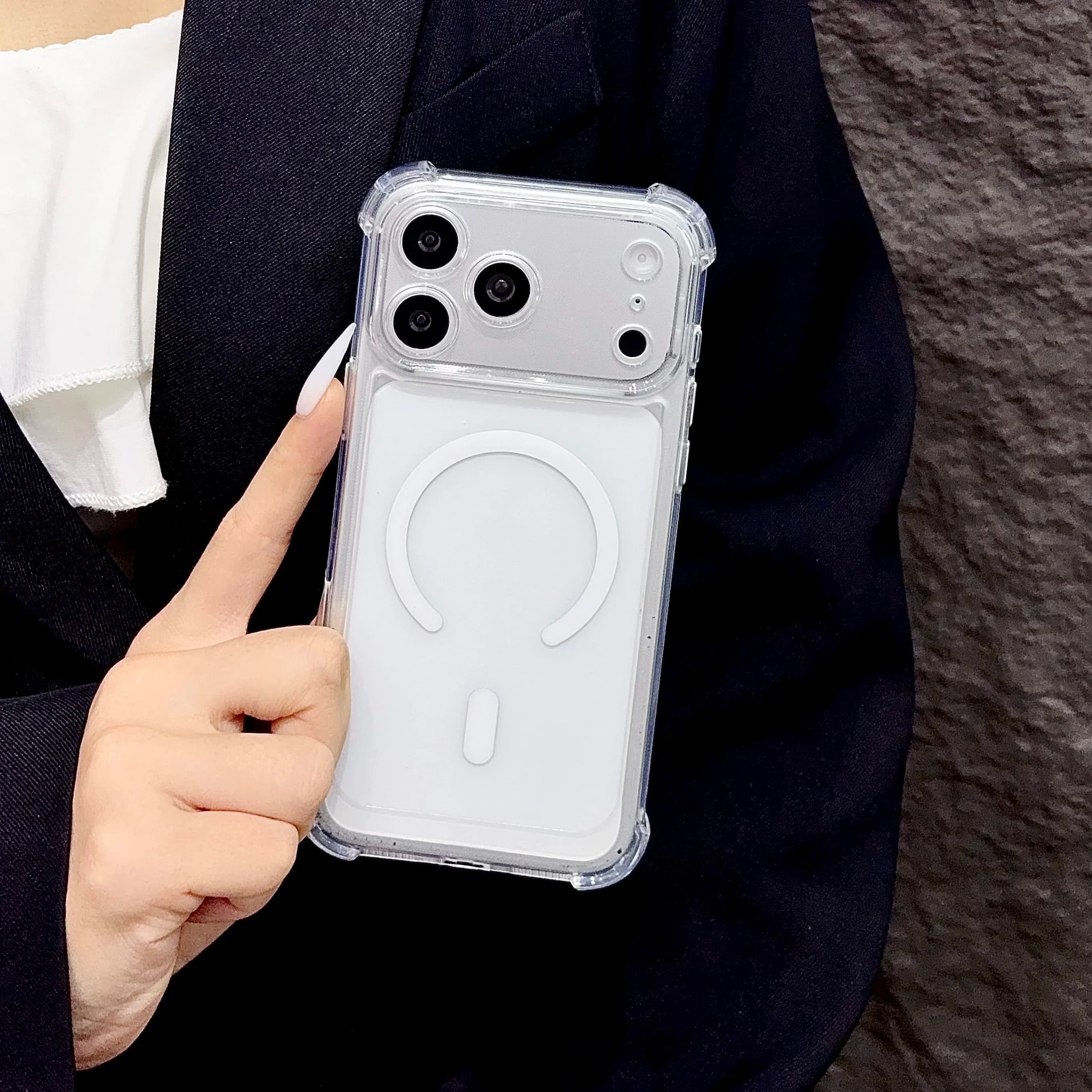 For Magsafe Case iPhone 17 16 15 14 13 12 11 Pro Max 17e 16e Air Cushion Shockproof Clear Phone Case Four Corner Silicone Cover