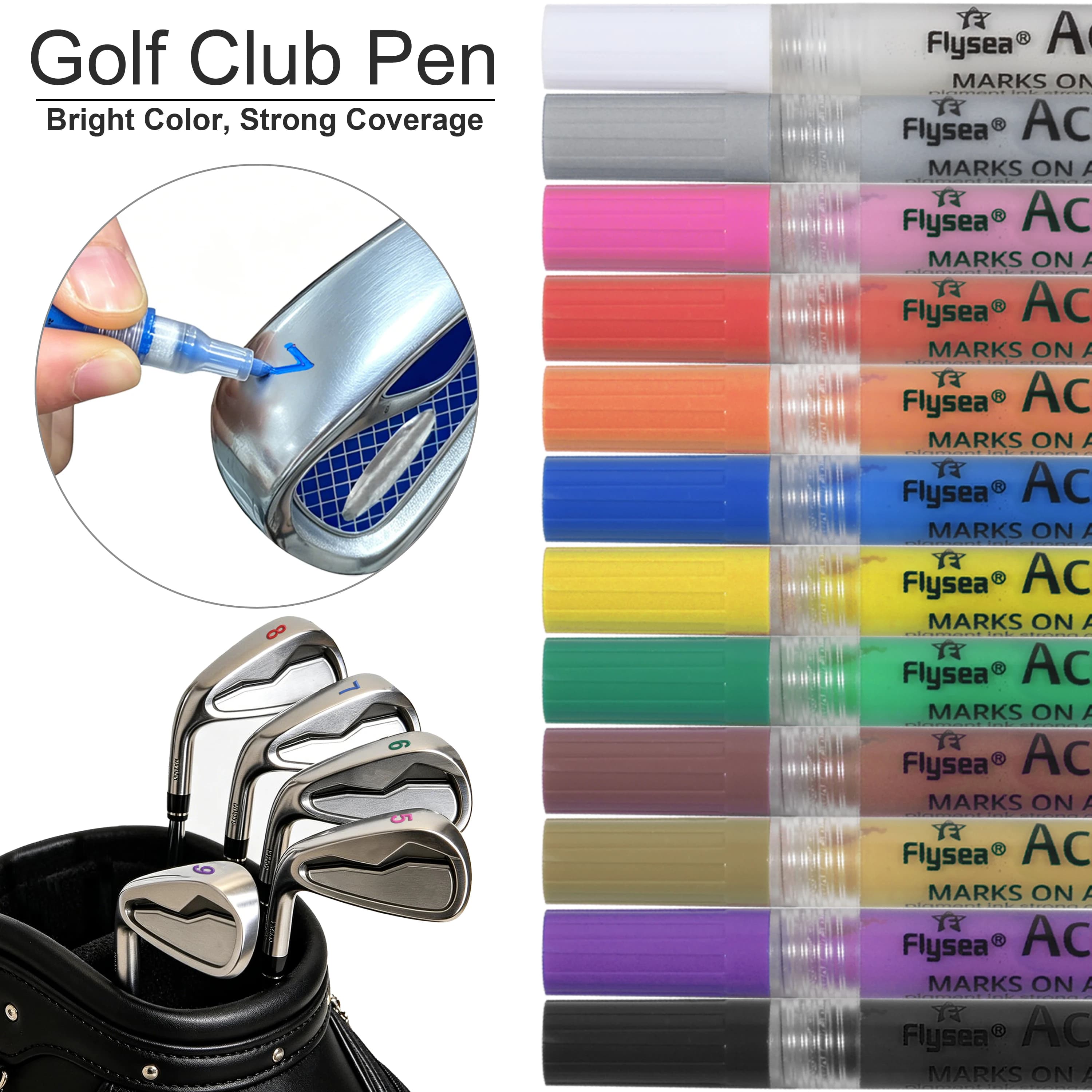 12 Colors Golf Club Paint Pen – Acrylic Marker, Waterproof, Sunscreen for Touch Up & DIY
