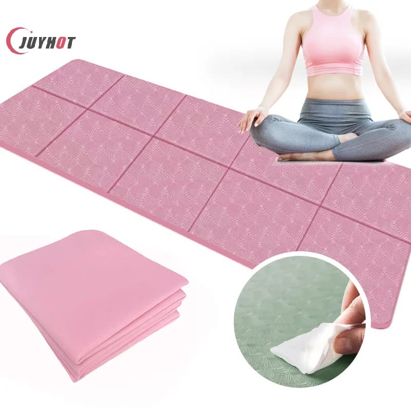 4 mm TPE Foldable Yoga Mat Exercise Mat with Laptop Anti-slip Surface Gym Mat for Massage Pilates