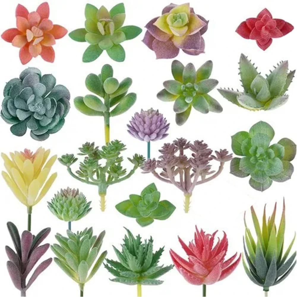 Piante grasse artificiali, decorazione di piante finte da 20 pezzi, mini piante grasse fai da te assortite, decorazione per l'home office, vaso NON incluso