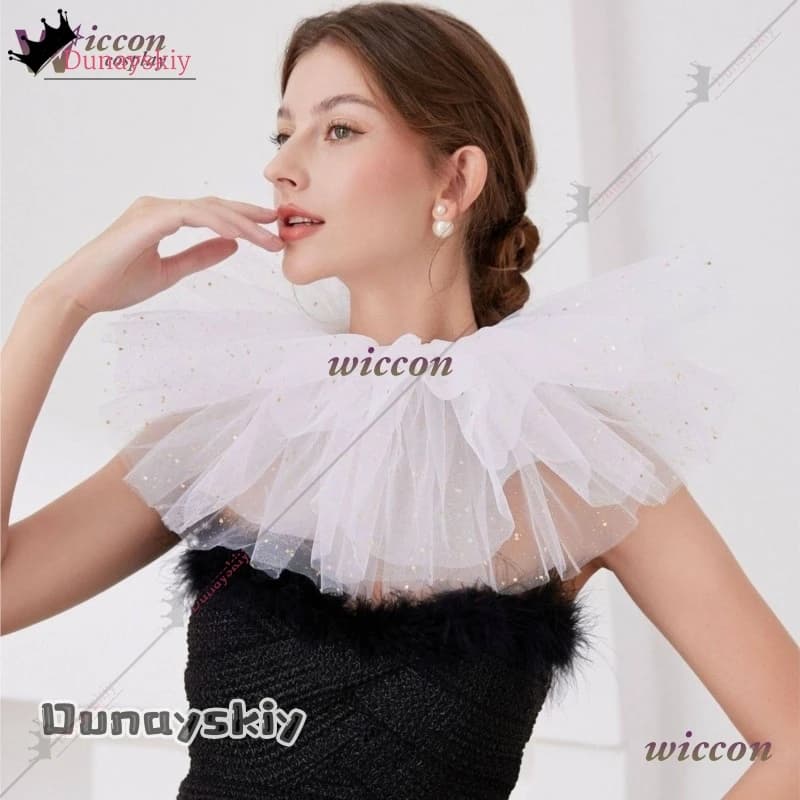 Collare Finto in Tulle Lucido Multistrato con Volant per Donna YiNuo@ Choker con Nastro Allacciato Sciarpa a Volant per Collo