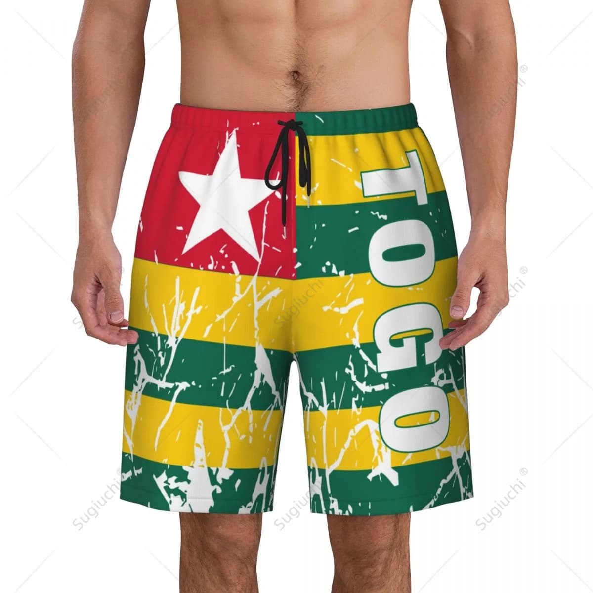 Men's Togo Flag Beach Pants Board Shorts Surfing Boys Soccer Cycling Swimwear Running Polyester