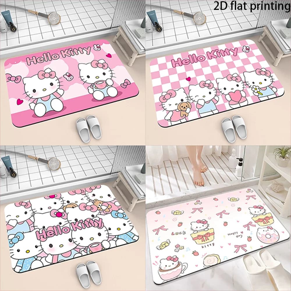 1 tappetino da bagno antiscivolo Sanrio Hello Kitty, adatto a tutte le stagioni, simpatico tappetino Hello Kitty per l'ingresso con il viso iconico, adatto per