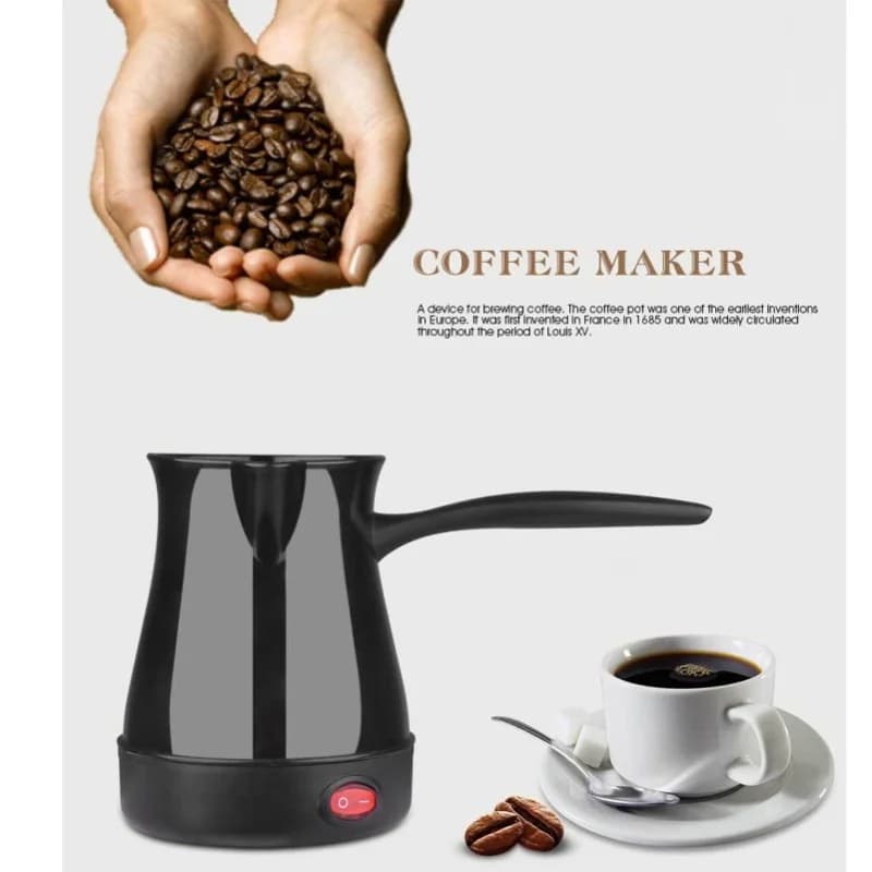 300ML Stainless Steel Electric Turkish Coffee Kettle Fast Even Heating Maker For Yellow Wine Tea EU Plug 220V