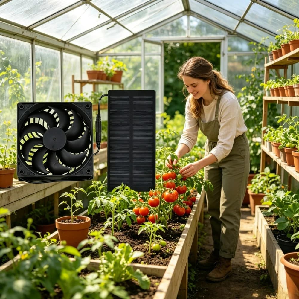 12cm Solar Powered Exhaust Fan Waterproof Solar Panel Operated Vent Fan Portable Cooling Fan for Greenhouse Chicken Coop Pet