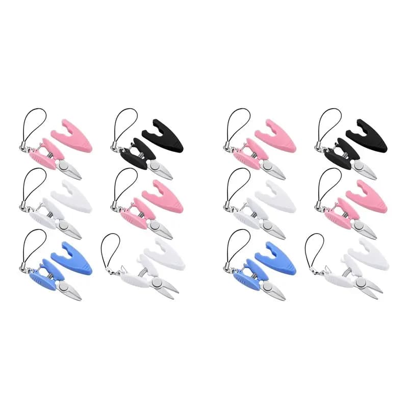 ABLQ 12 Pcs Mini Small Scissors Keychain Set With Cover Travel-Sized Portable Snips For Travel, Sewing, Crafts And Yarn