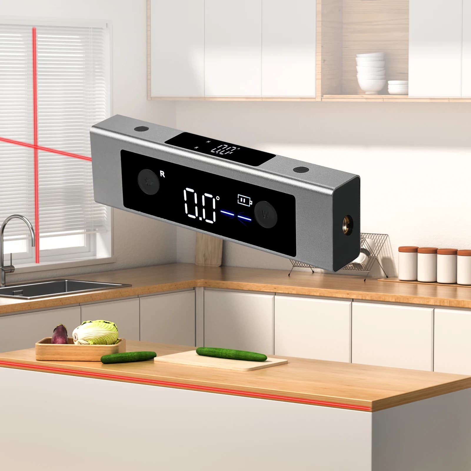 Goniometro Digitale, Misuratore d'Angoli Digitale Ricaricabile, Utensili e Accessori per Lavorazione del Legno, Inclinometro a Cubo