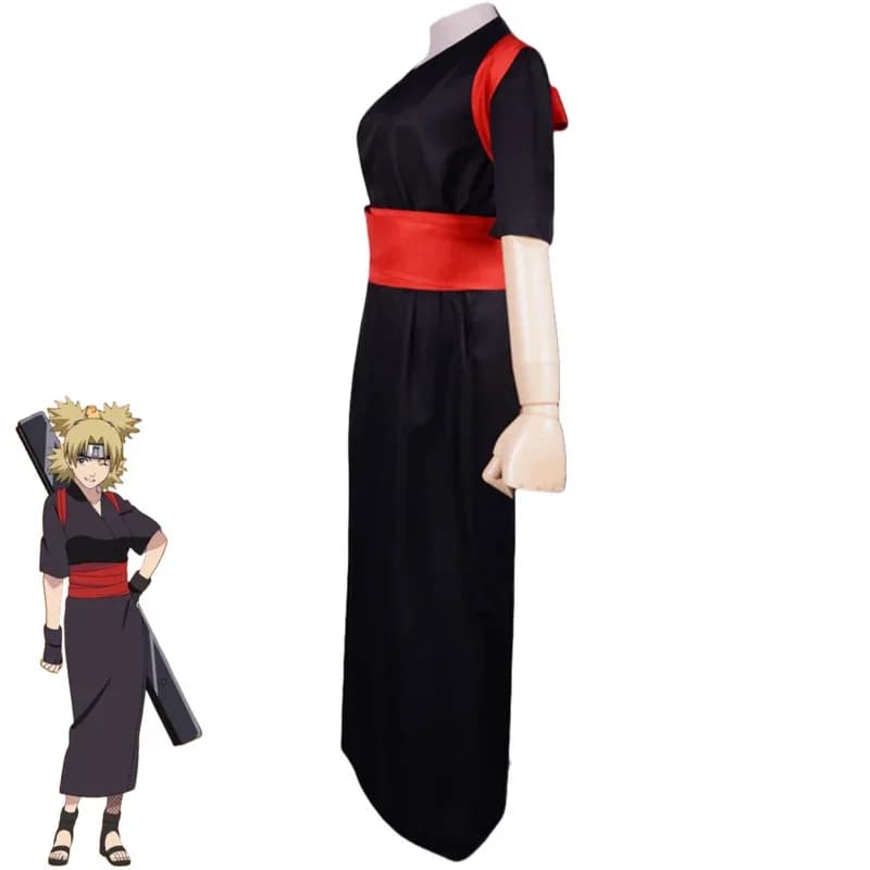 CyAnime Nara Temari Costume Cosplay Giapponese Kimono a maniche corte Accappatoio Cintura Parrucca Donna adulta Vestito di Carnevale di Halloween