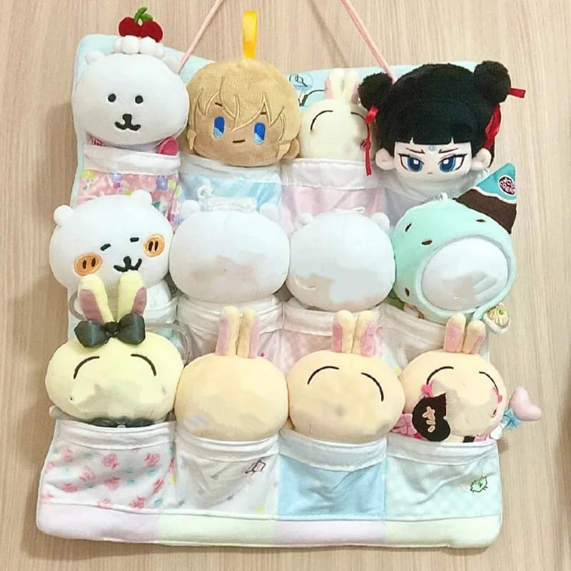 The cute doll sleeping bag can contain 12 pieces of 10-13 cm cotton dolls. Cartoon Wall Mounted Storage Bag Paper Doll Decoration Accessories
