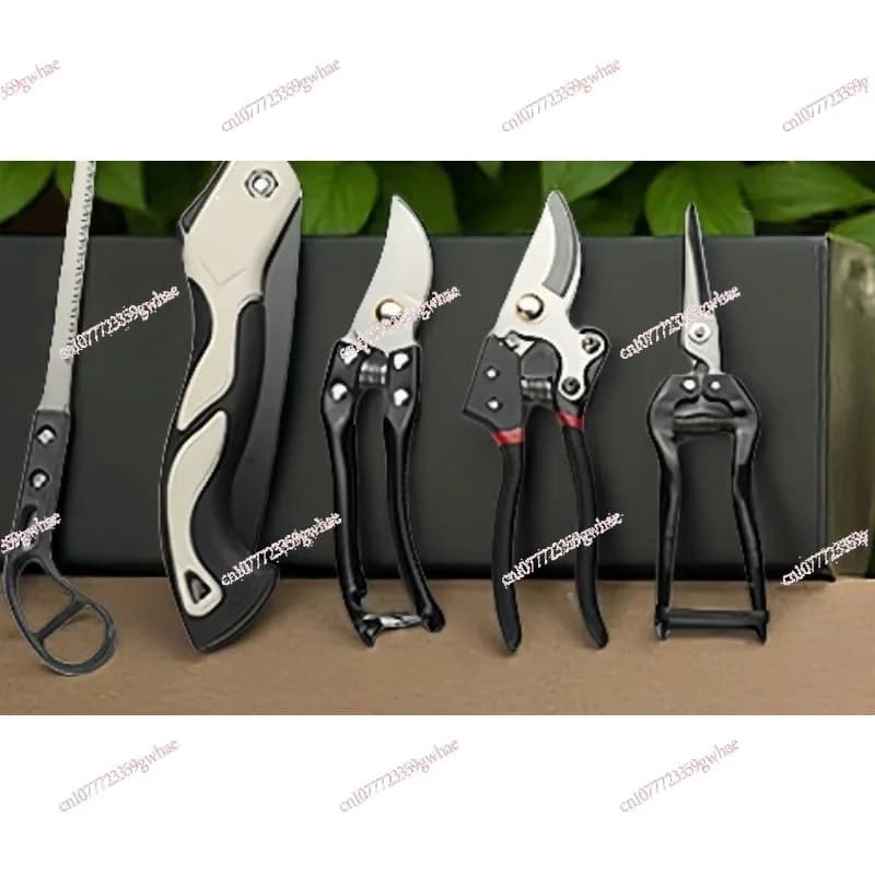 Set of 5 Gardening Tools, Home Gardening Kit with Shears, Folding Saw and Tools for Powering with Tool Box