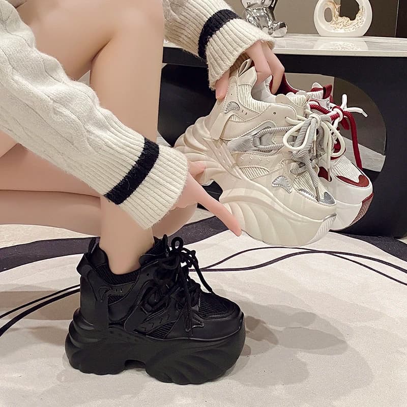 Scarpe da ginnastica alte con plateau 11CM per donna Scarpe casual firmate Fad per donna Zeppa Suola spessa Tacchi nascosti Sneaker Zapatillas Mujer