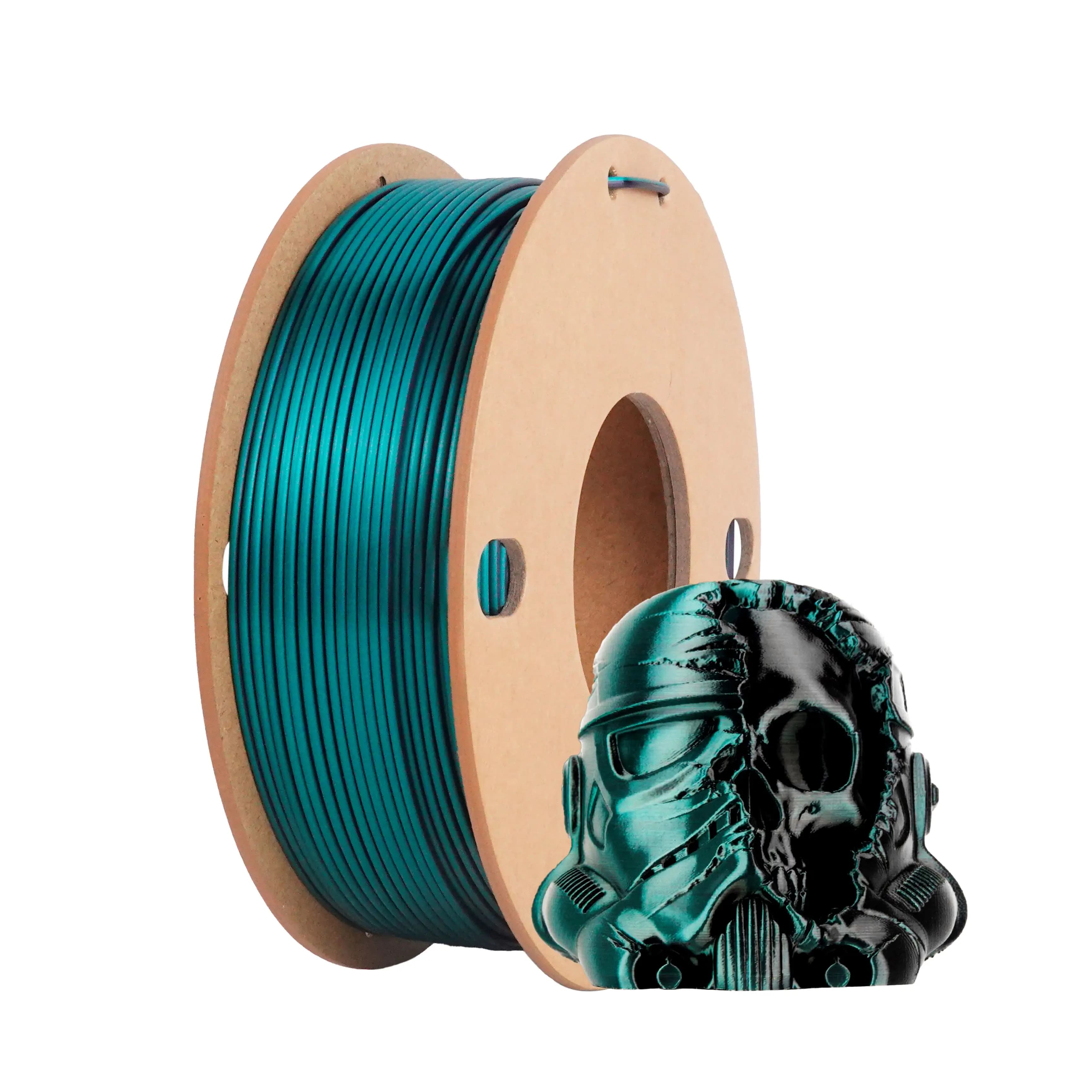 Filamento per Stampante 3D in PLA Seta 1.75mm, Precisione Dimensionale +/- 0.03mm, Bobina da 0.25KG (0.55 lbs) PLA 0.25kg Verde Nero
