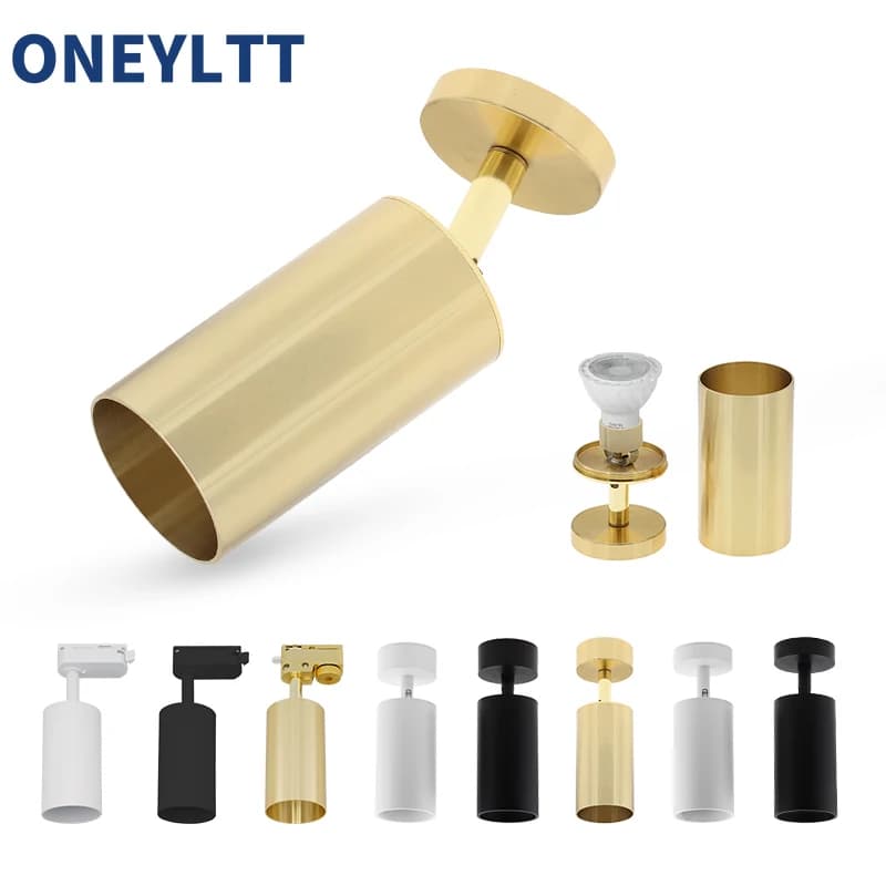 Faretto da incasso a binario a soffitto a LED in rame bianco nero girevole a 360 ° montato su superficie 6W lampadina GU10 faretto da parete sostituibile