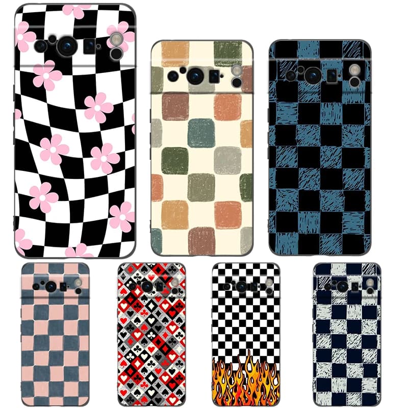 Per Google Pixel 10 Pro Custodia per telefono Pixel 9 Pro XL Custodia in TPU Pixel 8 Pro 9A 8A 7A 7 6A 6 Pro Cover morbida Scacchiera scacchiera