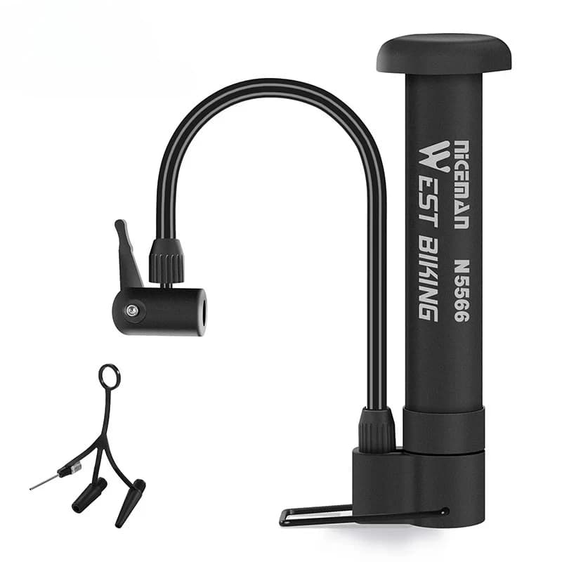 Pompa per Bicicletta 80 PSI, Pompa Manuale per Bici, Gonfiatore per Pneumatici e Palloncini, Valvola Schrader, Pompa da Pavimento, Accessori per Ciclismo con Manometro