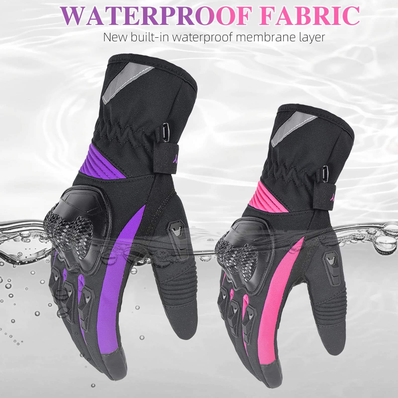 SUOMY Guanti da moto invernali Lady Guanti da motociclista impermeabili antivento rosa/viola Touch Screen Guanti da equitazione caldi per le donne