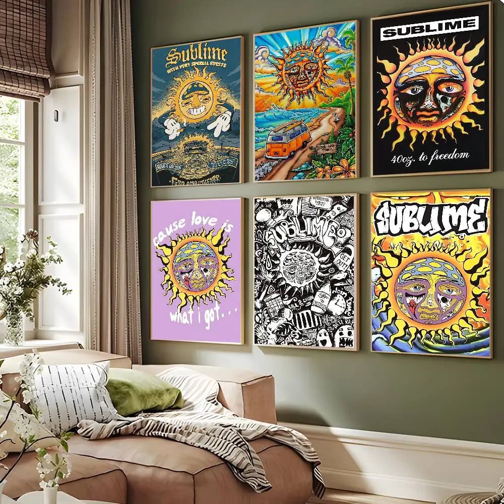 S-Sublime Band Poster Adesivo Fai-da-Te Stampe su Carta Bianca Poster Opere d'Arte Decorazioni per la Casa in Stile Nordico