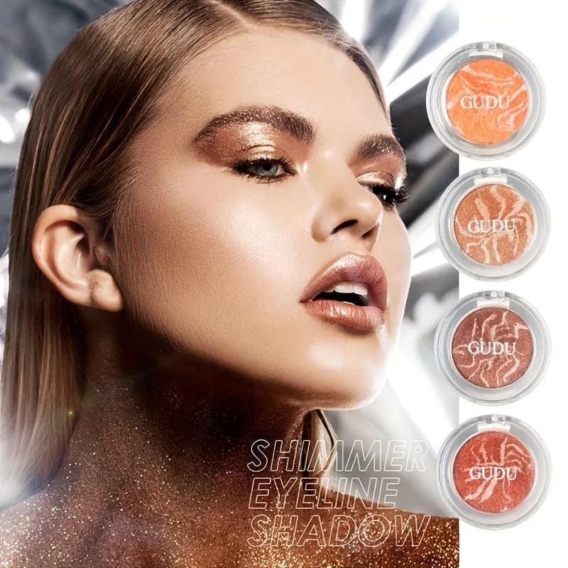 Tavolozza di ombretti dinamica impermeabile - Ombretto glitterato Evidenziatore perlescente in polvere per un look trucco brillante e lucido