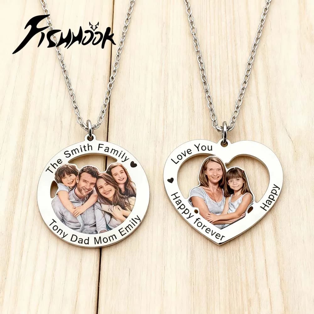 Stampa richiesta Collana con foto Regalo personalizzato personalizzato per uomo Donna Coppia Padre Mamma Madre Bambino Famiglia Gioielli in acciaio inossidabile
