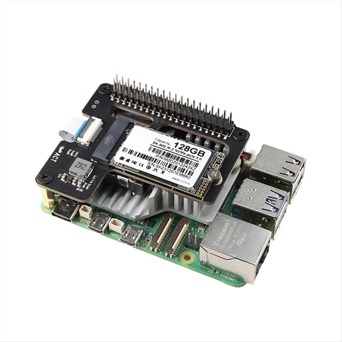 N33R X1000 SSD expansion card + 512 GB SSD complete kit for Raspberry Pi 5