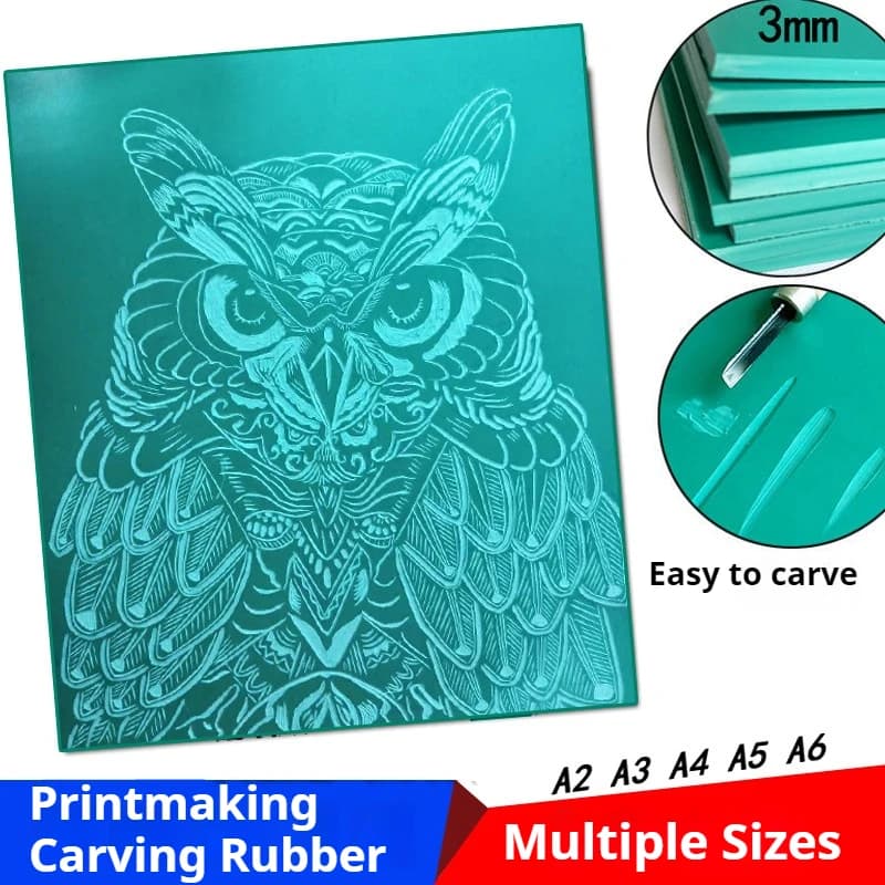 3mm/5mm Linolero Block Stamp Artist Stamp Set Timber Cut Engraving Blocks Rubber Stamping Tools FAI DA TE for Scrapbooking