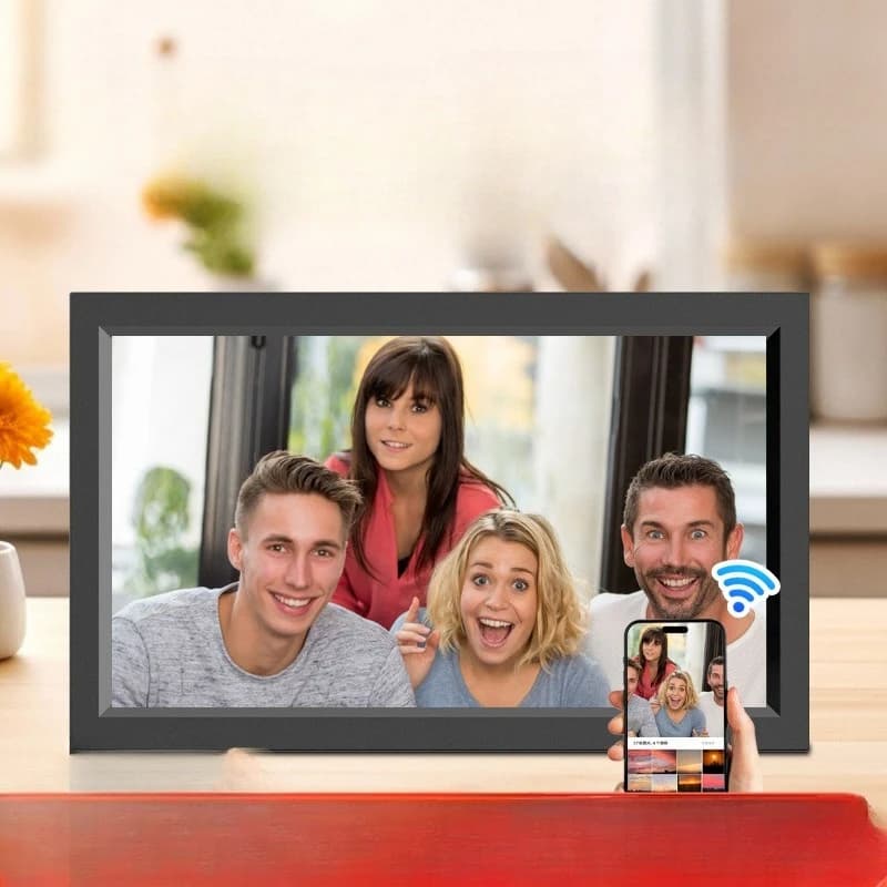 Cornice digitale per foto ad alta definizione da 21,5 pollici con touchscreen, WIFI, in grado di trasmettere foto e video da remoto.