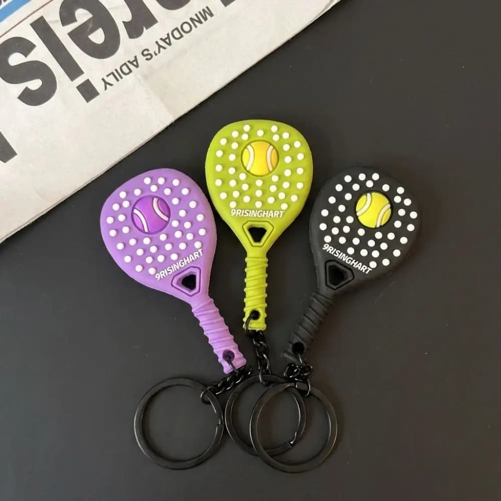 Mini Shape Creative Keychain Soft PVC Tennis Rack, Realistic Sports Pendant for Bag, Fashion Gift