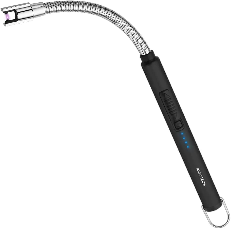 Electric lighter USB Rechargeable to Arco for Candles, Kitchen, Barbecue, Fireworks, No Flame, Black