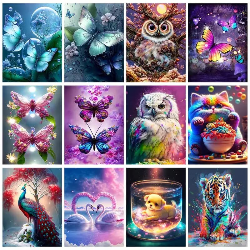 RUOPOTY Owl kit di pittura diamante fai da te farfalla diamante arte ricamo animali strass di immagine regalo fatto a mano per la casa