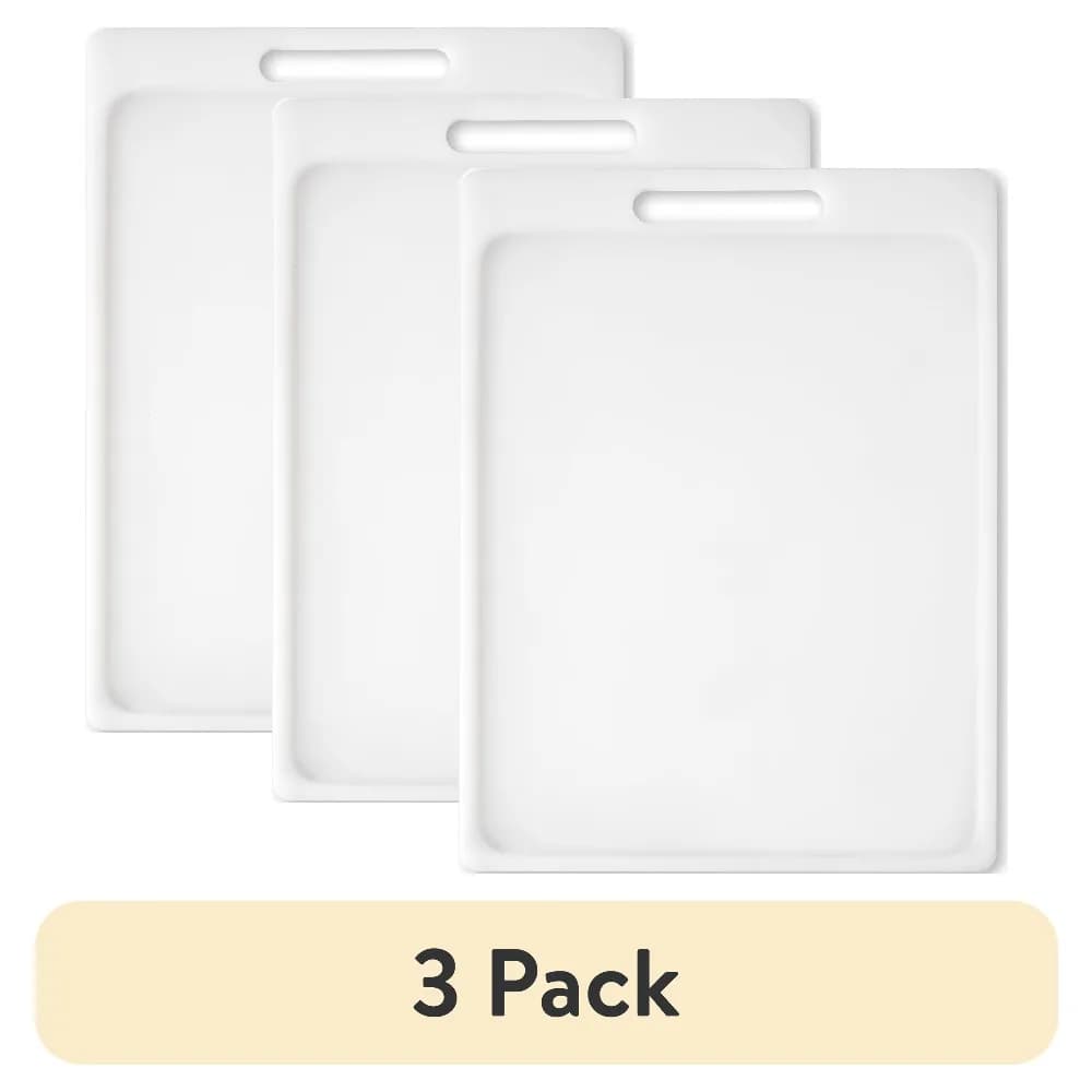 Non-Slip Polypropylene Cutting Board Set of 3 White Kitchen Chopping Mats Flexible Dishwasher Safe Thin Boards for Food Prep 8.5x11 Inches