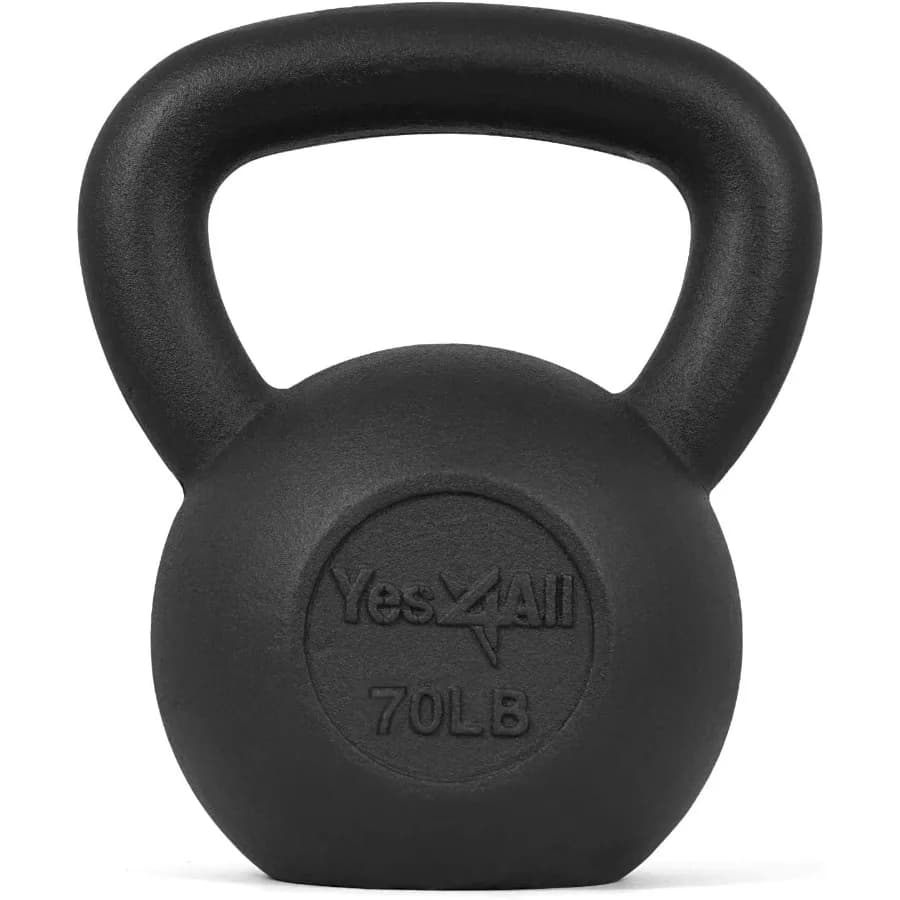 70 pounds cast iron kettlebell for weight exercises with handlebars, gym, home workout equipment for the whole body, push up, grip and strength Tr