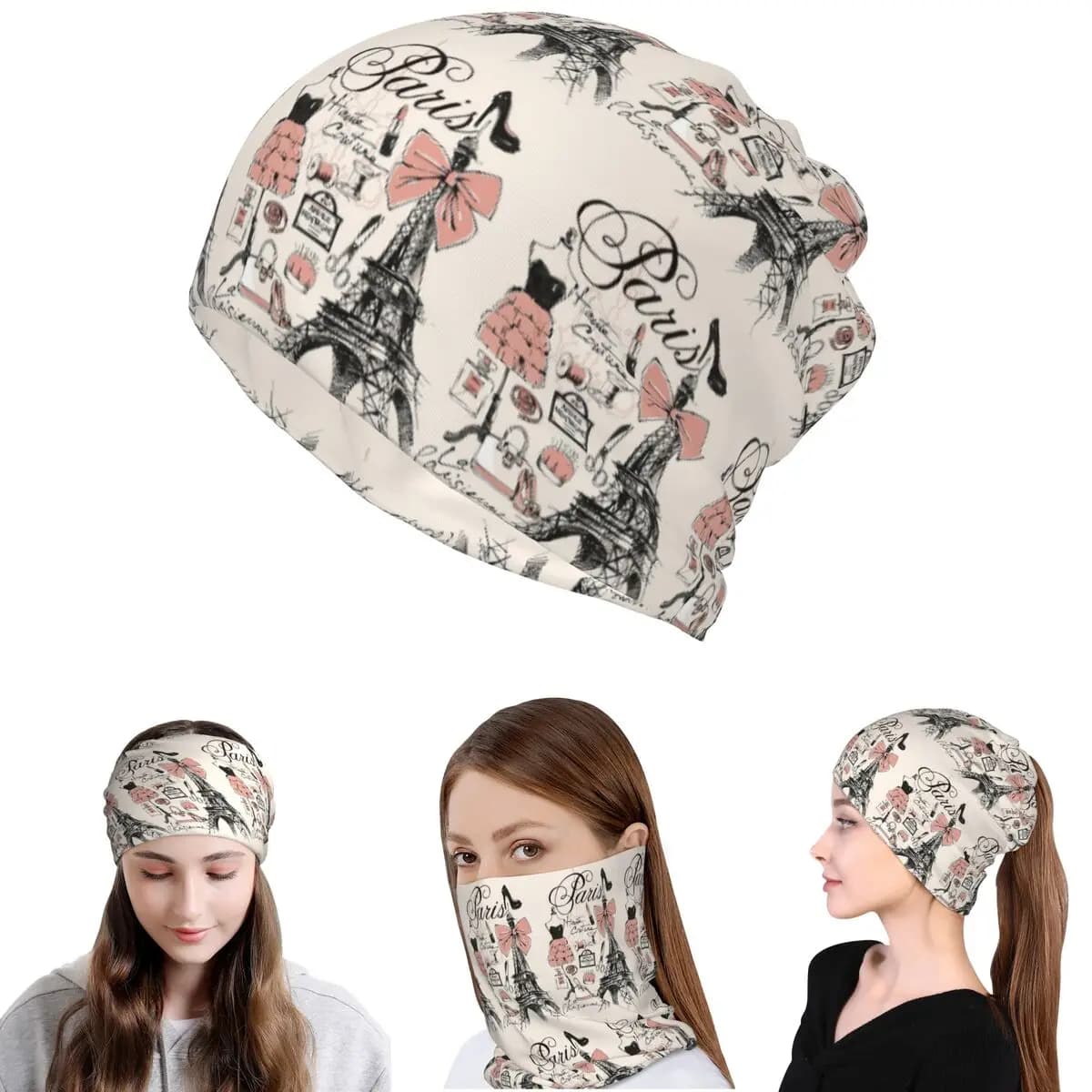 Bandana con Torre Eiffel di Parigi, Francia, Scaldacollo, Sciarpa per il Viso, Maschera Calda, Berretto Antivento per Uomini e Donne Adulti