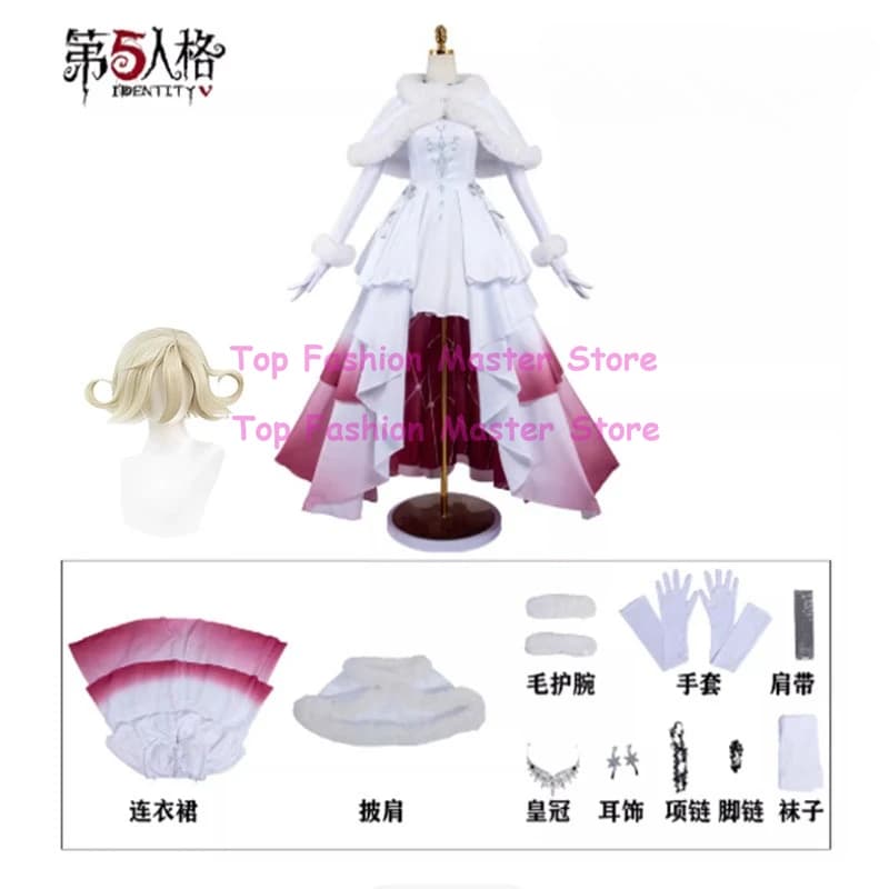 Costume Cosplay Bloody Queen del Gioco Identity V, Abito Invernale con Mantello per Donna, Set Outfit per Festival di Ghiaccio e Neve