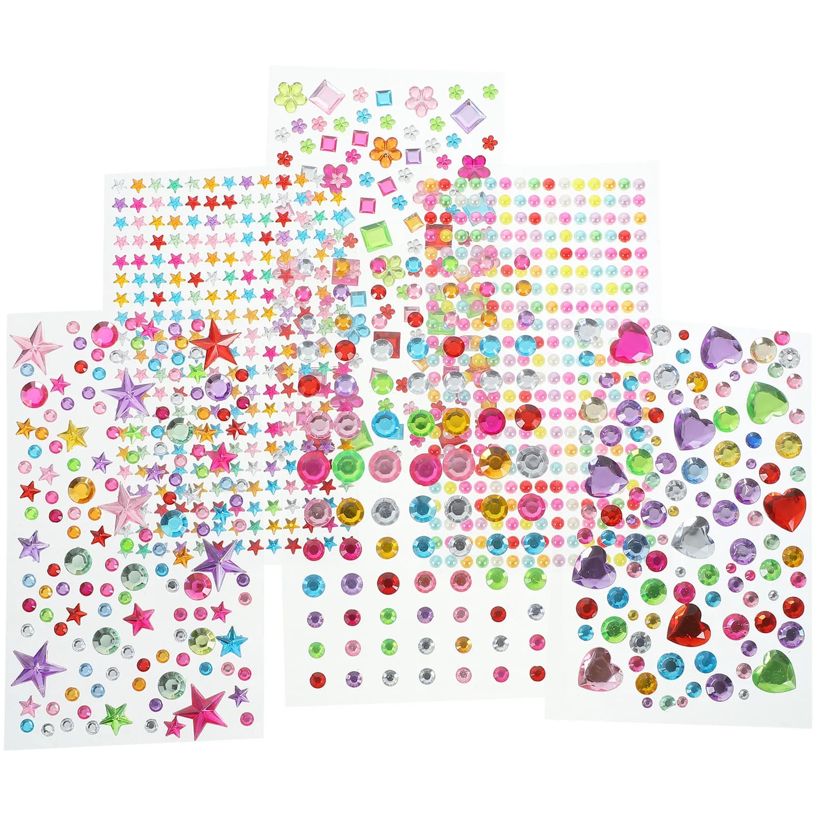 6 Sheets Safe Non Toxic Acrylic Gem Stickers Multi Use DIY Bling Stickers for Books Stationery Picture Frames Mobile Phones
