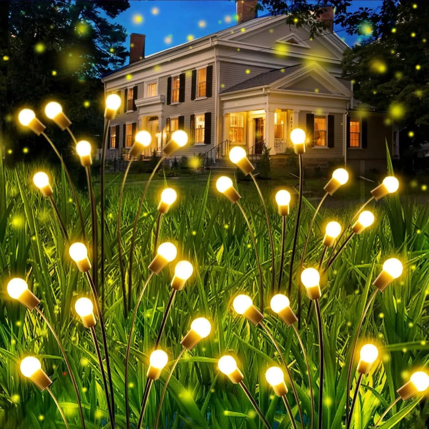 Set di 6 Luci Solari da Giardino con 48 LED Totali - Luci Solari a Forma di Lucciola, Oscillanti al Vento, Impermeabili per Esterni