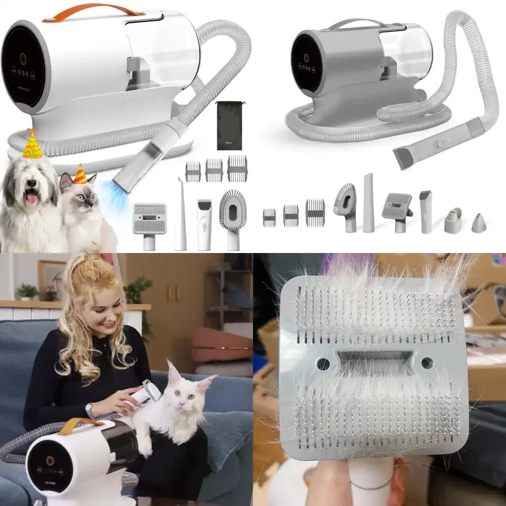 AIRROBO USA Ship Pet Grooming Vacuum for Dogs and Cats Hair Clipper 5 in 1 Pet Grooming Kit with Comb Trimmer and Cleaning