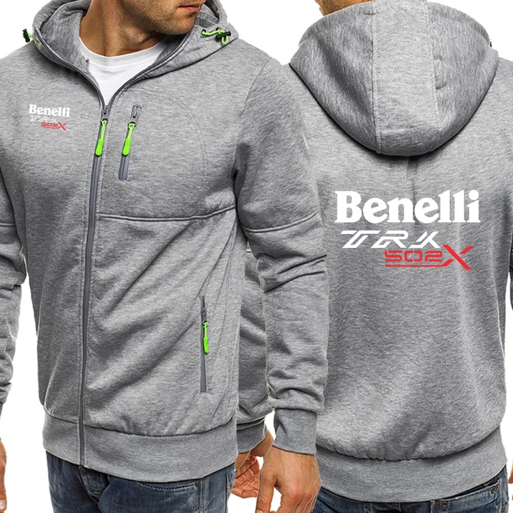 2025 Cappotto da giacca con cappuccio con cerniera di marca di moda da uomo primavera e autunno Benelli TRK 502X Felpe con cappuccio cardigan con stampa logo moto