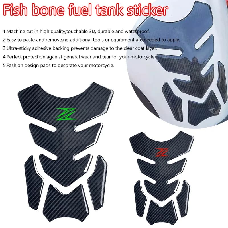 Motorcycle Tank Protection Decalcomania with 3D carbon appearance for Kawasaki Z250 Z300 Z650 Z750 Z800 Z900 Z1000 Tankpad