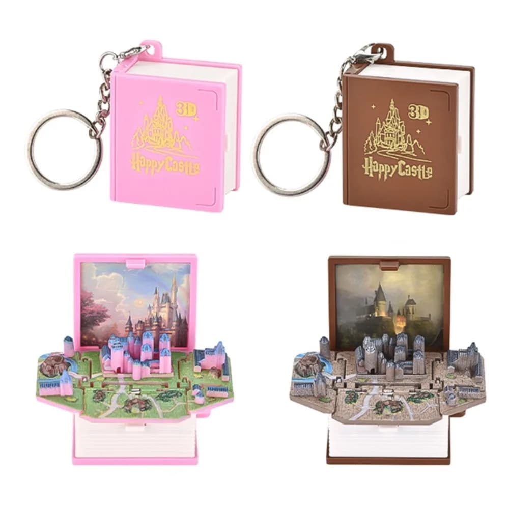 Compleanno Castle Book Sensoriale 3D Mini Stereo Zaino Portachiavi Ansia Portachiavi antistress