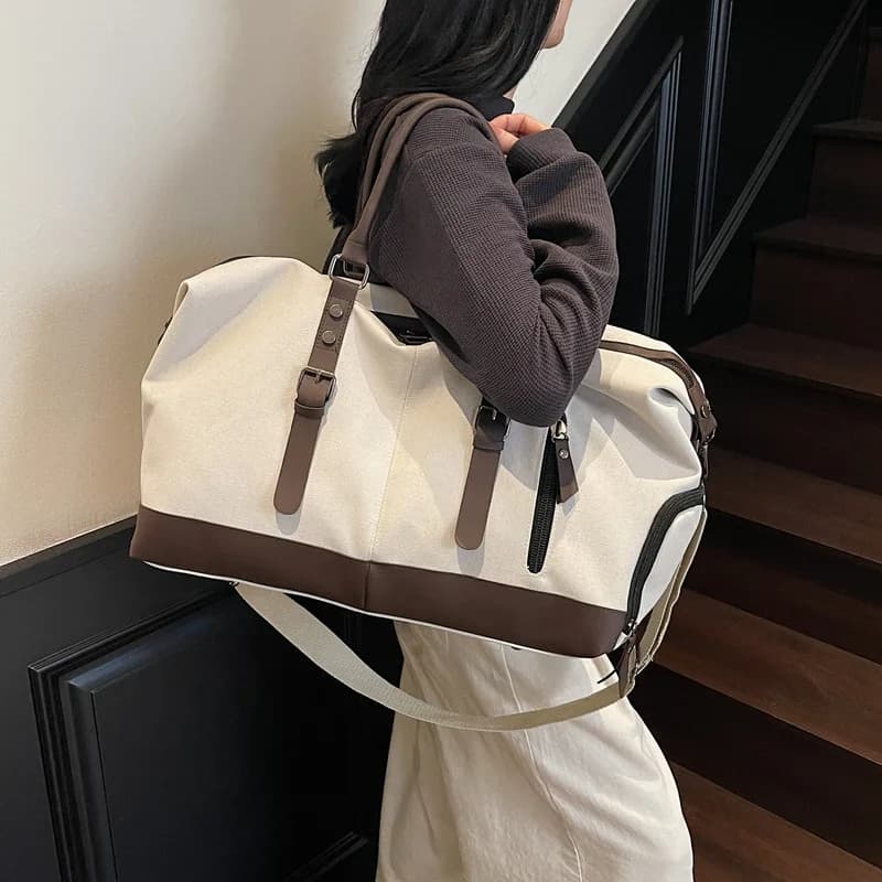 Borsone da viaggio in tela Borsa a tracolla a tracolla Scomparto per scarpe Palestra Fitness Borsa per brevi distanze all'aperto Borsa per il fine settimana