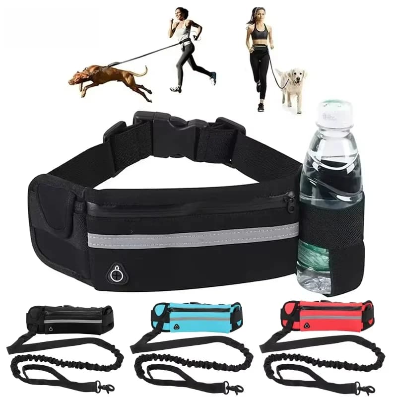 dogs accDog Running Waist Leash Nylon Pet Leash with Waist Bag Retractable Elastic Belt Dog Traction Rope Reflective Belt Buckle