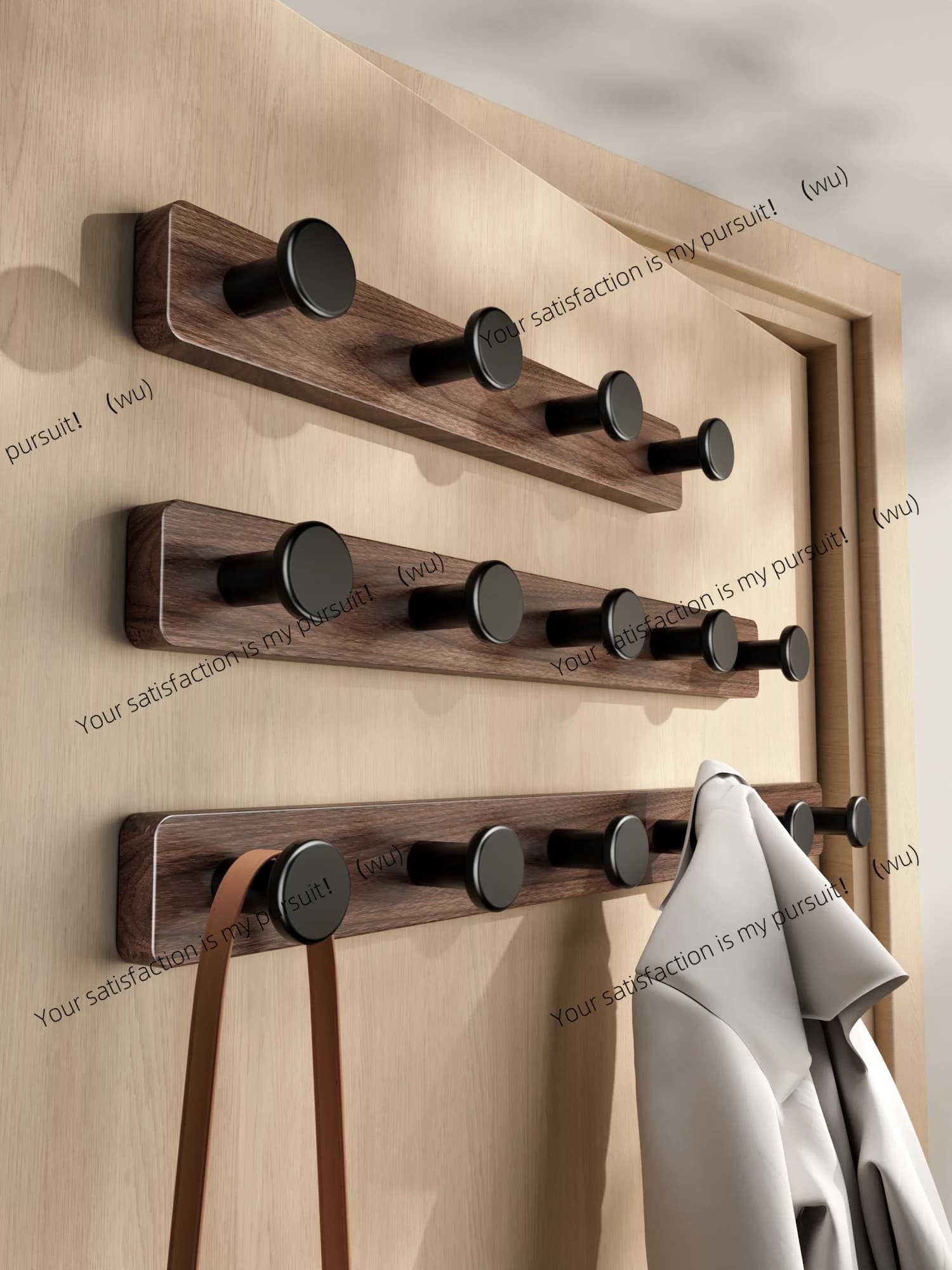 Walnut hook, no punching in the fitting room, enter the door entrance, wardrobe hanging hangers, a row of wall hanging clothes