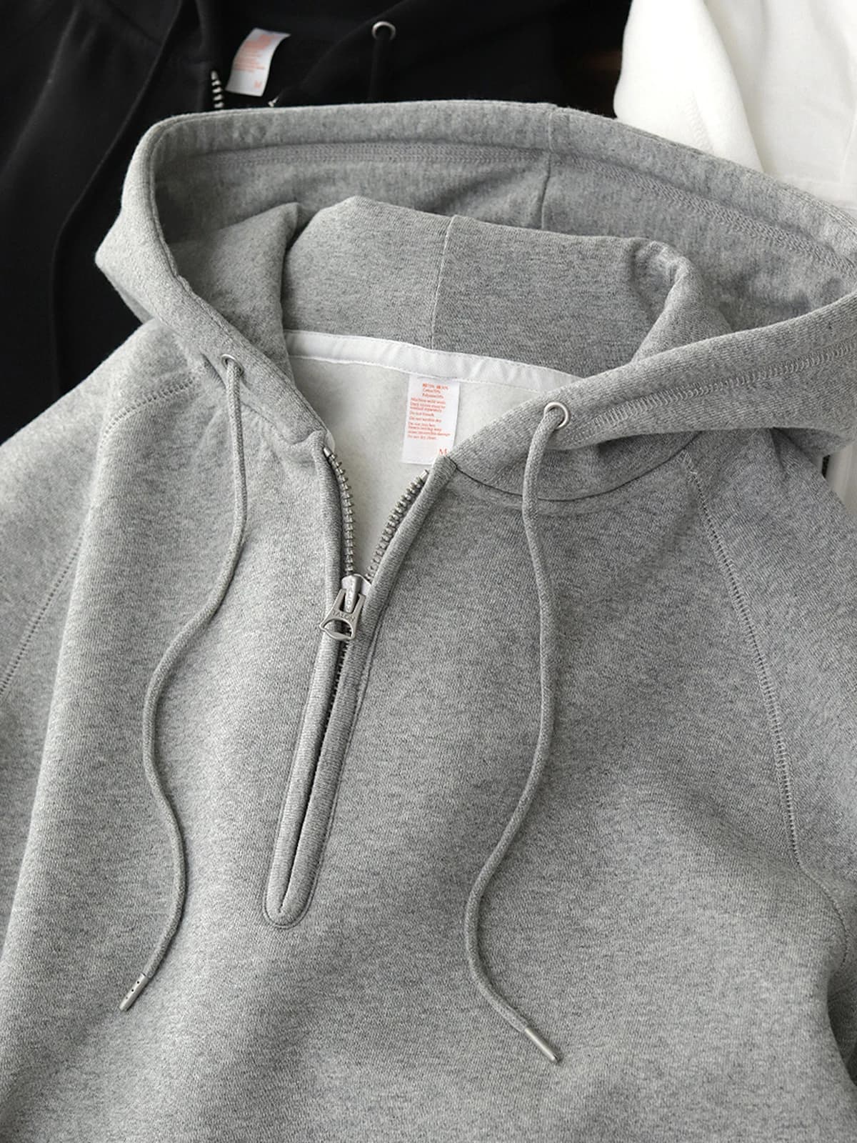 Felpa con Cappuccio Stile Giapponese Foderata in Pile, Giacca Sportiva Casual con Mezza Zip per Uomo, Popolare tra i Giovani, Autunno Inverno, Cotone Poliestere