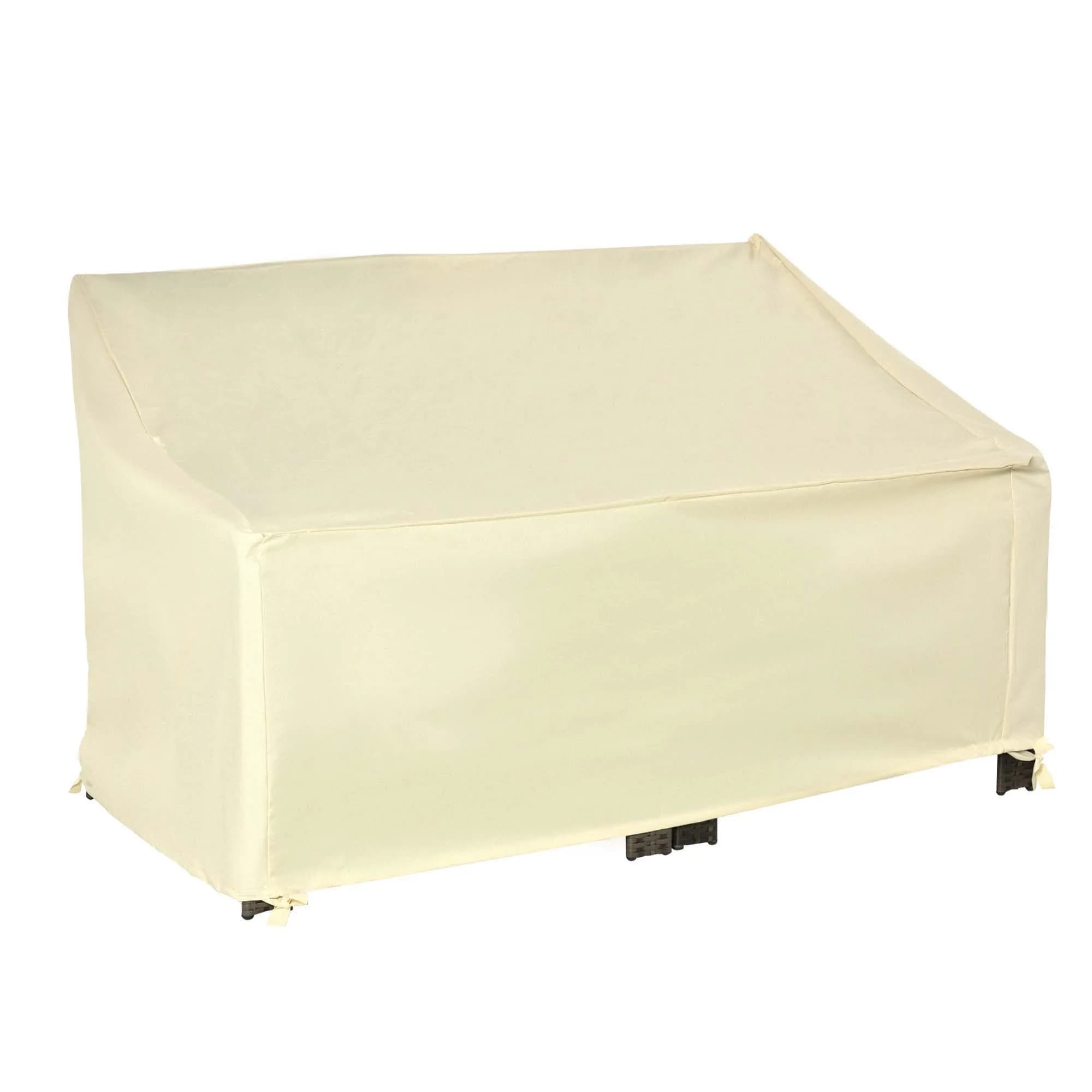 Outsunny Copertura per Mobili in Tessuto Oxford 600D, Protezione per Divano a 2 Posti per Giardino e Patio, Impermeabile, Beige, 140L x