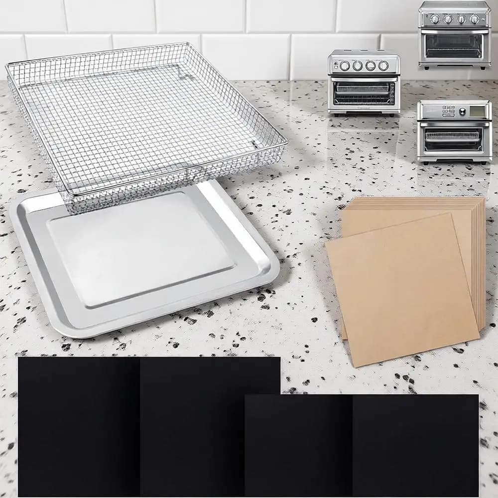 Accessori per Forno Tostapane con Cestello per Friggitrice ad Aria, Teglia e Carta da Forno
