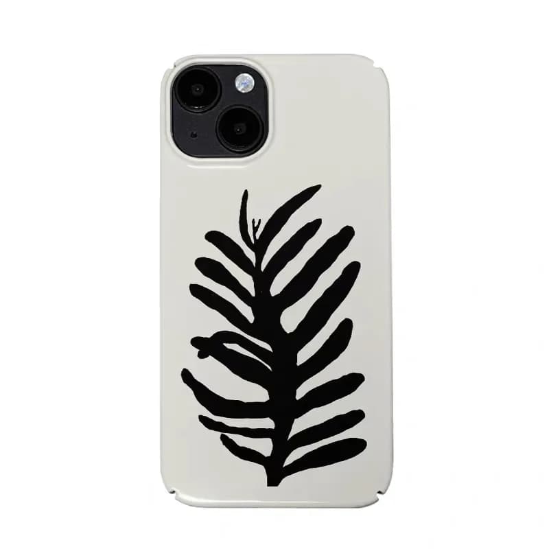 Ins Coreano Nero Pianta Foglia Arte Cassa Del Telefono per IPHONE 17Air 16E 15PROMAX 14Plus 13 12 MINI 11 PRO 16Plus XR Copertura Del Telefono Acrilico